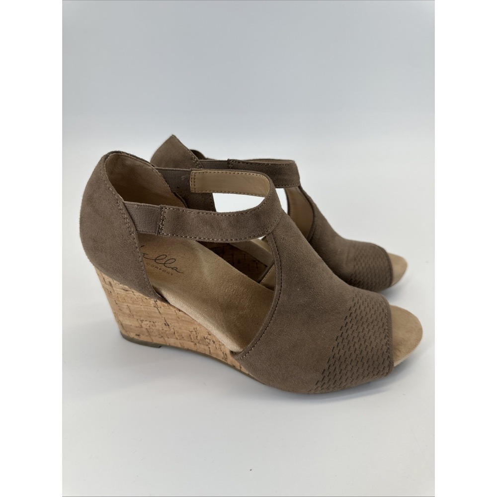 Abella Womens Shoes Hydra Strappy Brown Suede Casual Wedge Heels Size 9 M